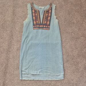 Paper Crane Light Blue Embroidered Denim Dress Size S.